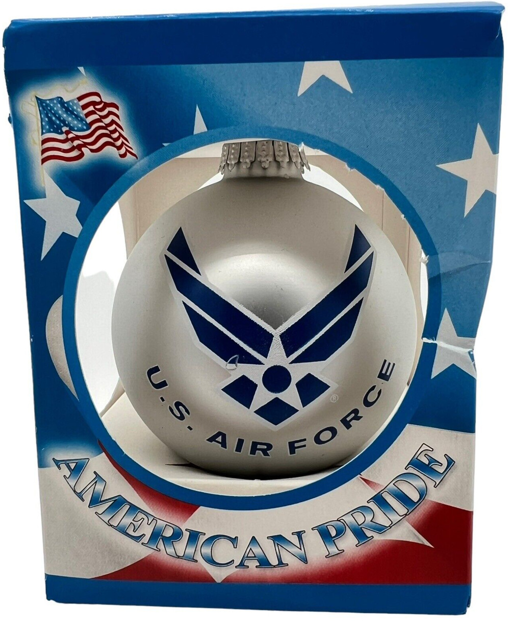 American Pride US Air Force Glass Sphere Ornament Veteran Air Force Song FLAW